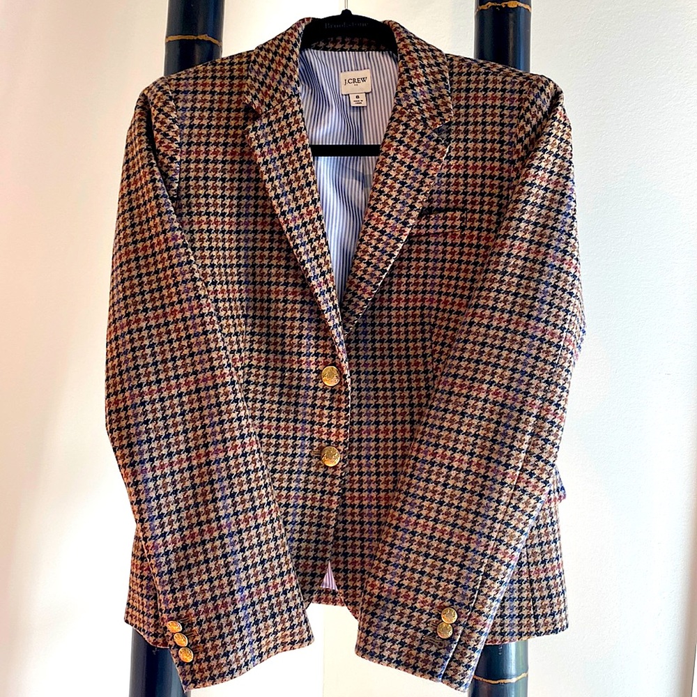 J.CREW Schoolboy Herringbone Wool-Blend Blazer SZ 8